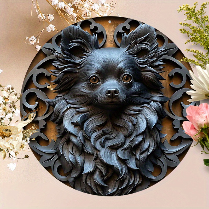 

1pc 8x8inch(20x20cm) Round Aluminum Sign Metal Sign Pomeranian Sign For Home Decor Coffee Shop Kitchen