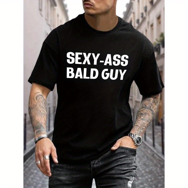 

Sexy Bald Guy Print T Shirt, Tees For Men, Casual Short Sleeve T-shirt For Summer