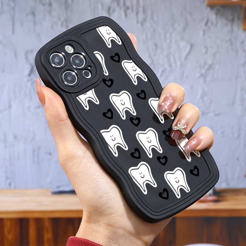 

Silicone Shockproof Cartoon Teeth Phone Case For 11 12 13 14 15 Pro Max For X Xs Max Xr 7 8 Plus 7p 8p Bh1 Cell Luxury Soft Case Pattern Car Fall Graphics Cases Collision Lens Protection Back Cover