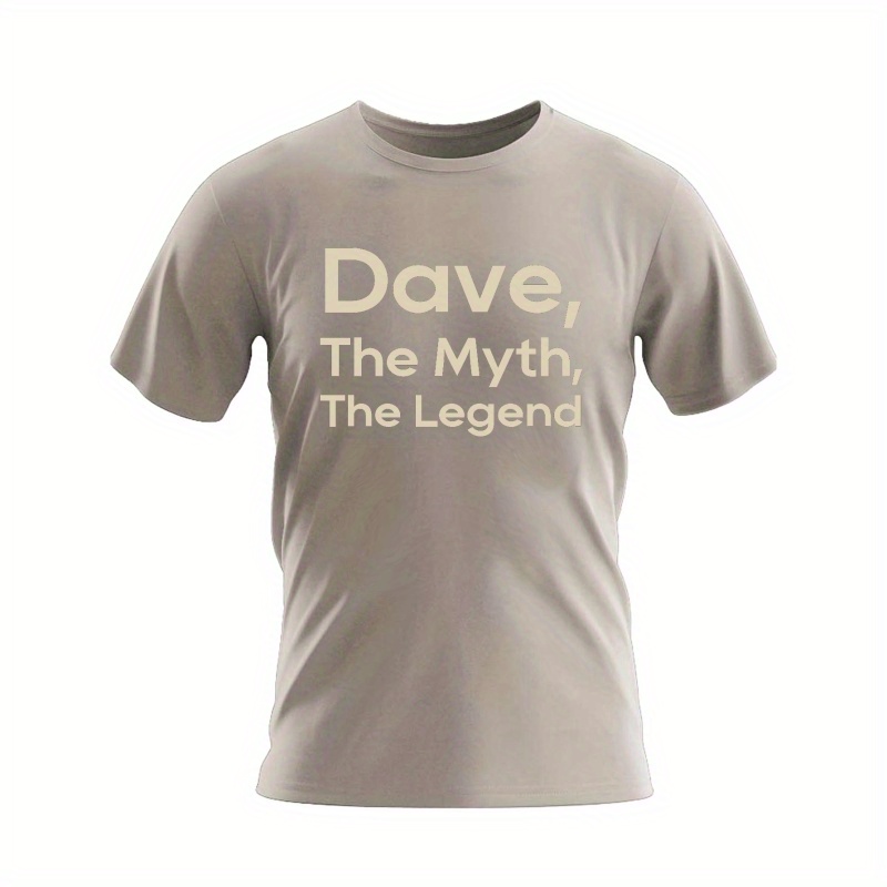 

Dave Myth And Legend Print T-shirt, Casual Short Sleeve Creative Versatile Top, Men's Summer Clothing