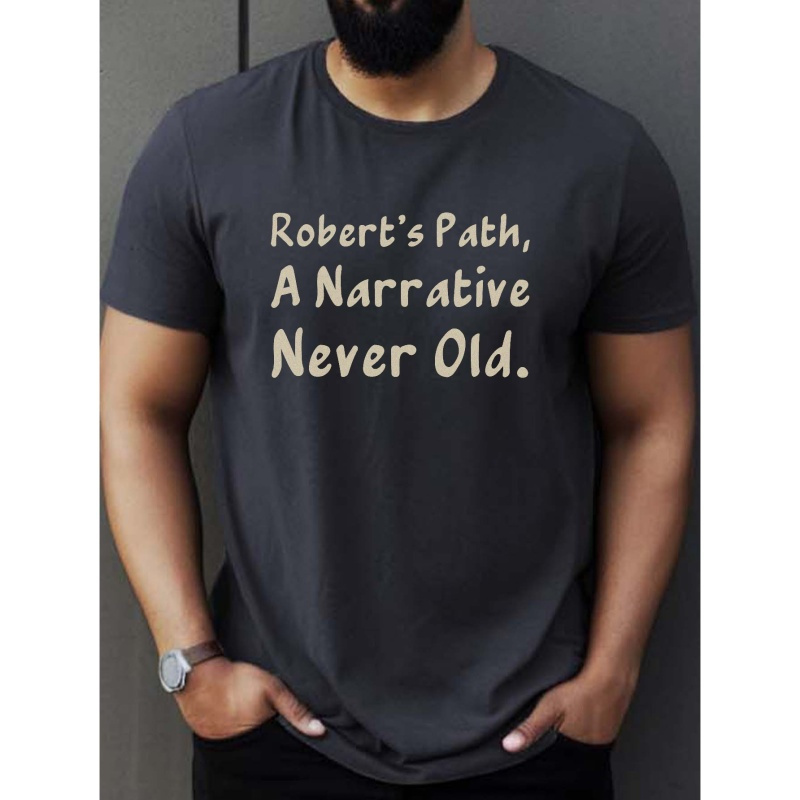 

Never Old Creative Alphabet Print Crew Neck Short Sleeve T-shirt For Men, Breathable Comfy Summer Tops For Daily Wear Work Out And Vacation Resorts