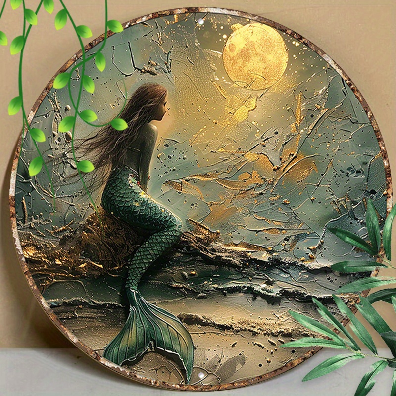 

1pc 8x8inch (20x20cm) Round Aluminum Sign Metal Sign Mermaid Always Be Yourself Funny Decor Wall Decoration Bathroom