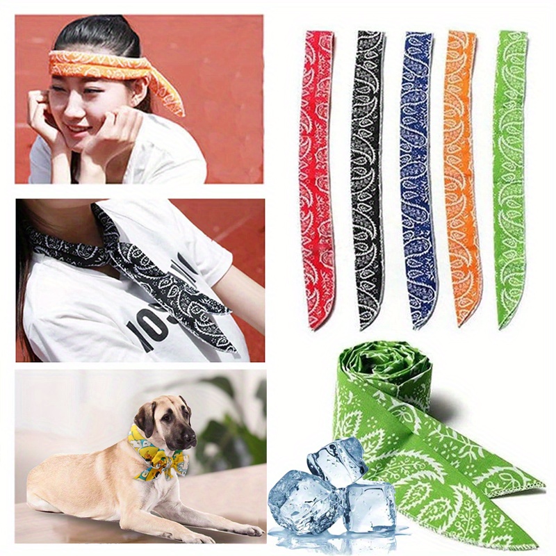 

5pcs Ice Cooling Scarf Set, Multi-functional Neck Wrap & Headband, Breathable Sports Towel Wristband, For Women Men, Assorted Colors, Summer Heat Relief Accessories