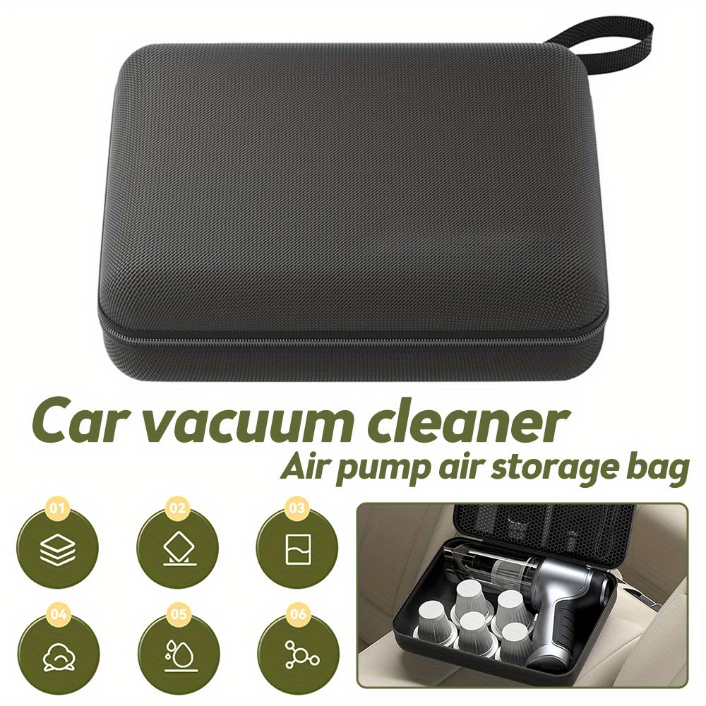 TEMU Car Vacuum Cleaner Storage Bag Portable Air Pump Dustproof Bag Headphone Charger Data Cable Storage Box Organizer Carrying Case