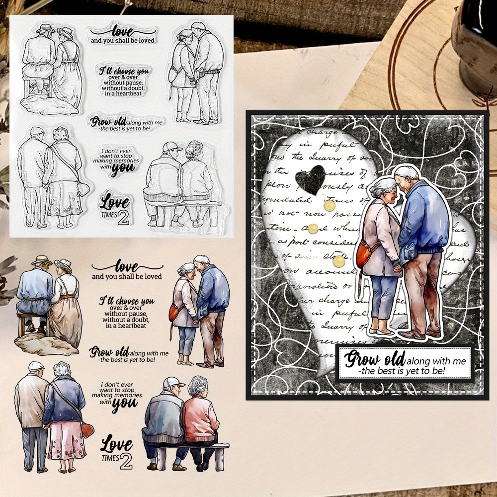 

1pc, Old Love Couple Clear Stamps Valentine's Day Gifts For Diy Scrapbooking, Silicone Stamp For Card Albums Decor