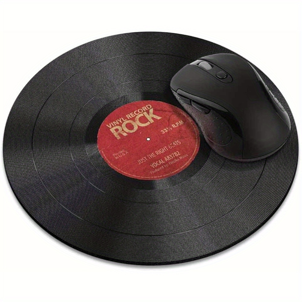 

Non-slip Round Mousepad, Vintage Vinyl Record Red Mouse Pad For Home, Office