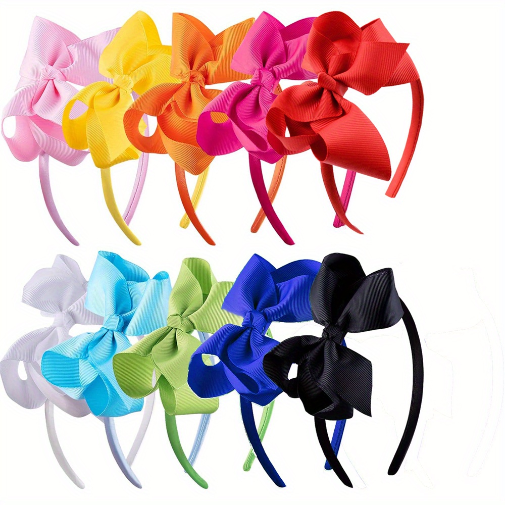 10pcs/pack Headbands With Ribbon Bow For, Hair Bow Boutique Grosgrain Headbands