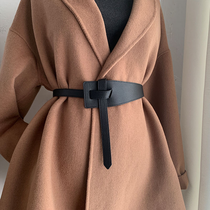 

Solid Color Tied Knot Girdle Simple Waistband Vintage School Style Coat Dress Belts Suitable For Daily Wear