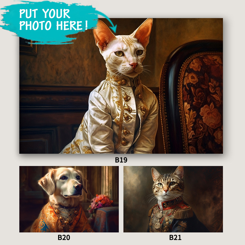 

1pc Custom Pet Portrait Painting Canvas, Renaissance Dog Portrait From Photo, Royal Pet King Portrait Painting Digital Art, Portrait Art Design