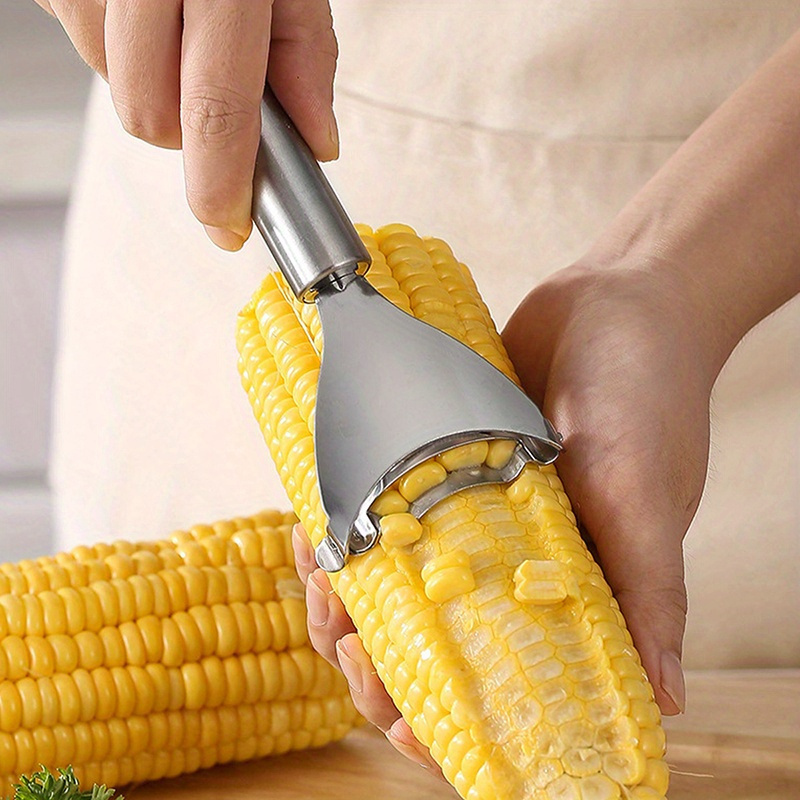 TEMU Heavy-duty Stainless Steel Corn Peeler - 3-in-1 Multi Tool With Ergonomic Grip, Corn Cob Stripper, Remover & Husker.easy-, Corn Remover, Farm ,