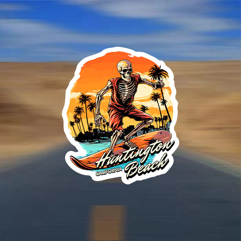 

Huntington Beach Sticker California Wilderness Travel Decal Vinyl Small Waterproof Decal For Water Bottle Mug Passport Book Scrapbook Notebook Laptop Tumbler Skateboard Computer Phone Funny Gift