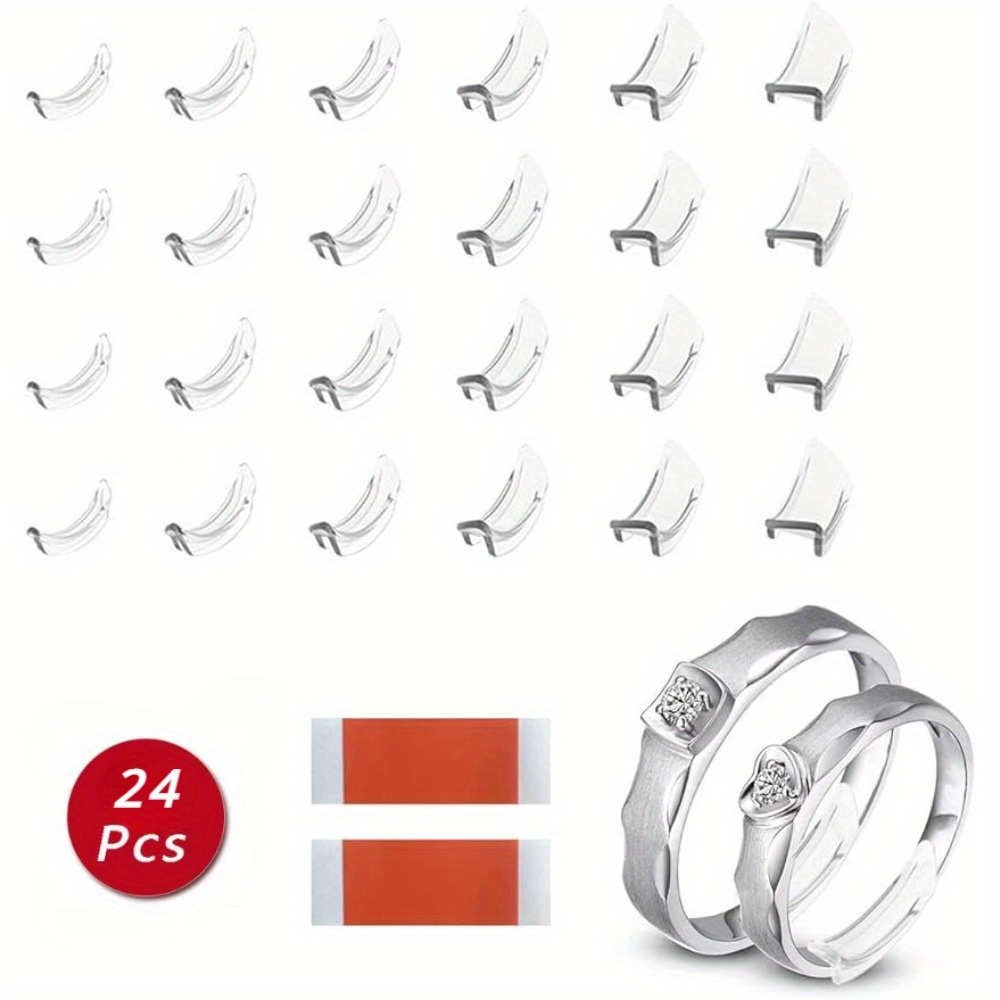 

24pcs Invisible Ring Size Adjuster For Loose Rings 6 Sizes For Ring Spacer Tightener Ring Guards For Women Men Invisible Size Reducer Fit Loose Ring Sizes