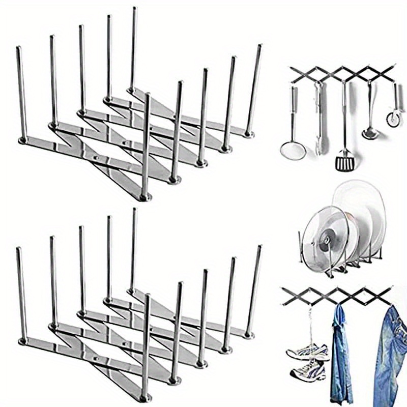 [eficiencia en la cocina] soporte para tapas de   de acero inoxidable - estante multifuncional para puerta de gabinete de cocina para   platos, platos y tablas de cortar -  , a prueba de  , con extremos redondos, organización y almacenamiento de cocina