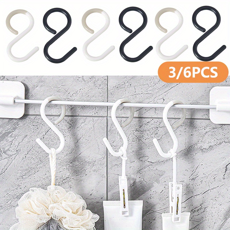 

3pcs/6pcs, Crochets en S polyvalents, tête flexible, cou flexible, facile à tordre, accessoires de cuisine portables, armoire