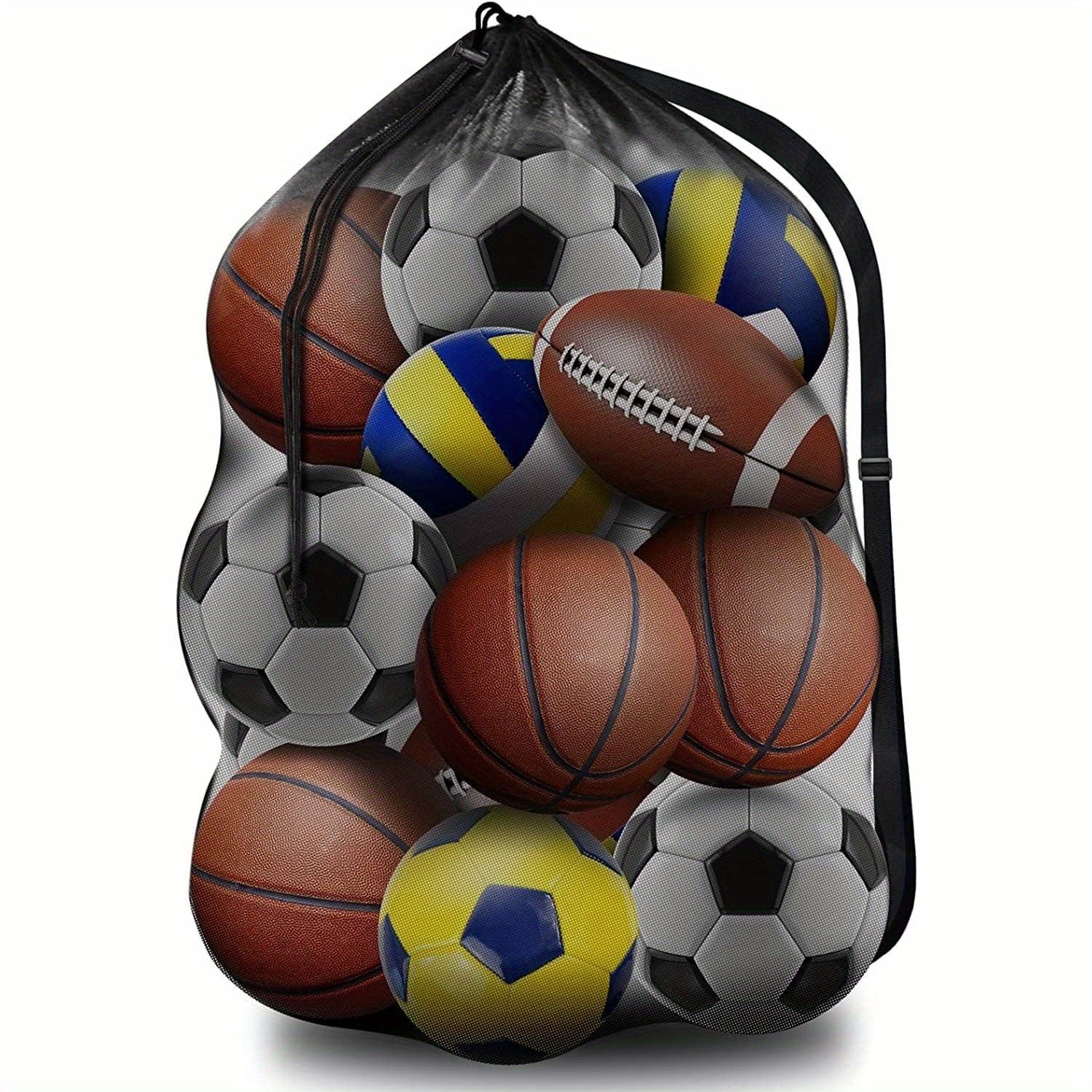 1pc Extra Large Sports Ball Mesh Bag, Adjustable Shoulder Strap, Sports Bags For Holding Soccer, Football, Volleyball, Swimming Gear
