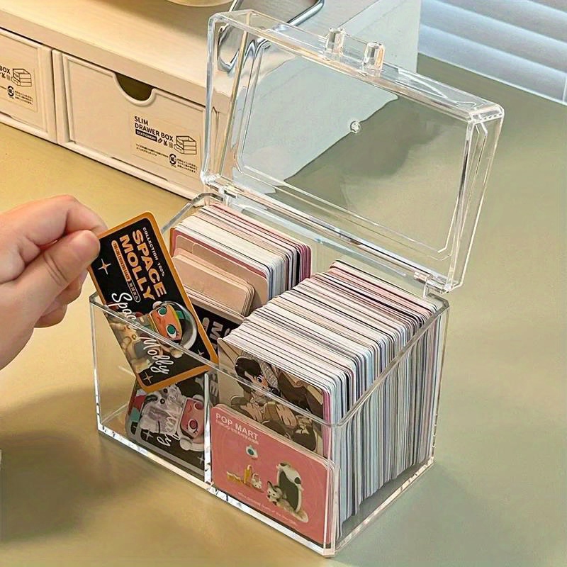 

1pc Acrylic Transparent Photo Card Storage Box, Korean Style Kpop Photocard Organizer, Classic Design, Durable Plastic, Compartment Flip Box With Dimensions 12cm X 10cm X 9.5cm