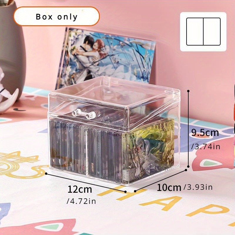 TEMU Yimuwn Acrylic Transparent Storage Box - Kpop Photocard & Mystery Box Organizer With Flip Compartments, Home Decor