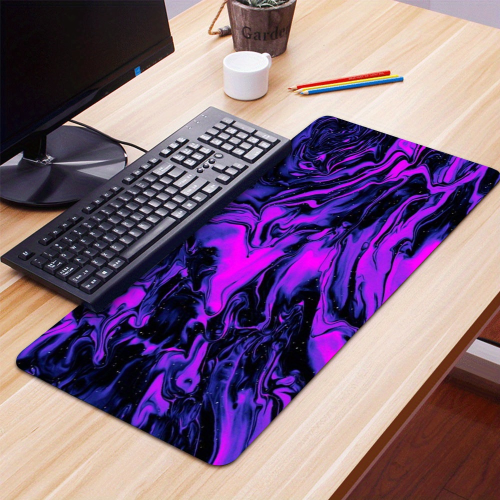 

Creative Aesthetics Fluid Art Purple Large Gaming Mouse Pad 35.4x15.7in E-sports Office Keyboard Pad Computer Mouse Non-slip Computer Mat Gift For Boyfriend/girlfriend