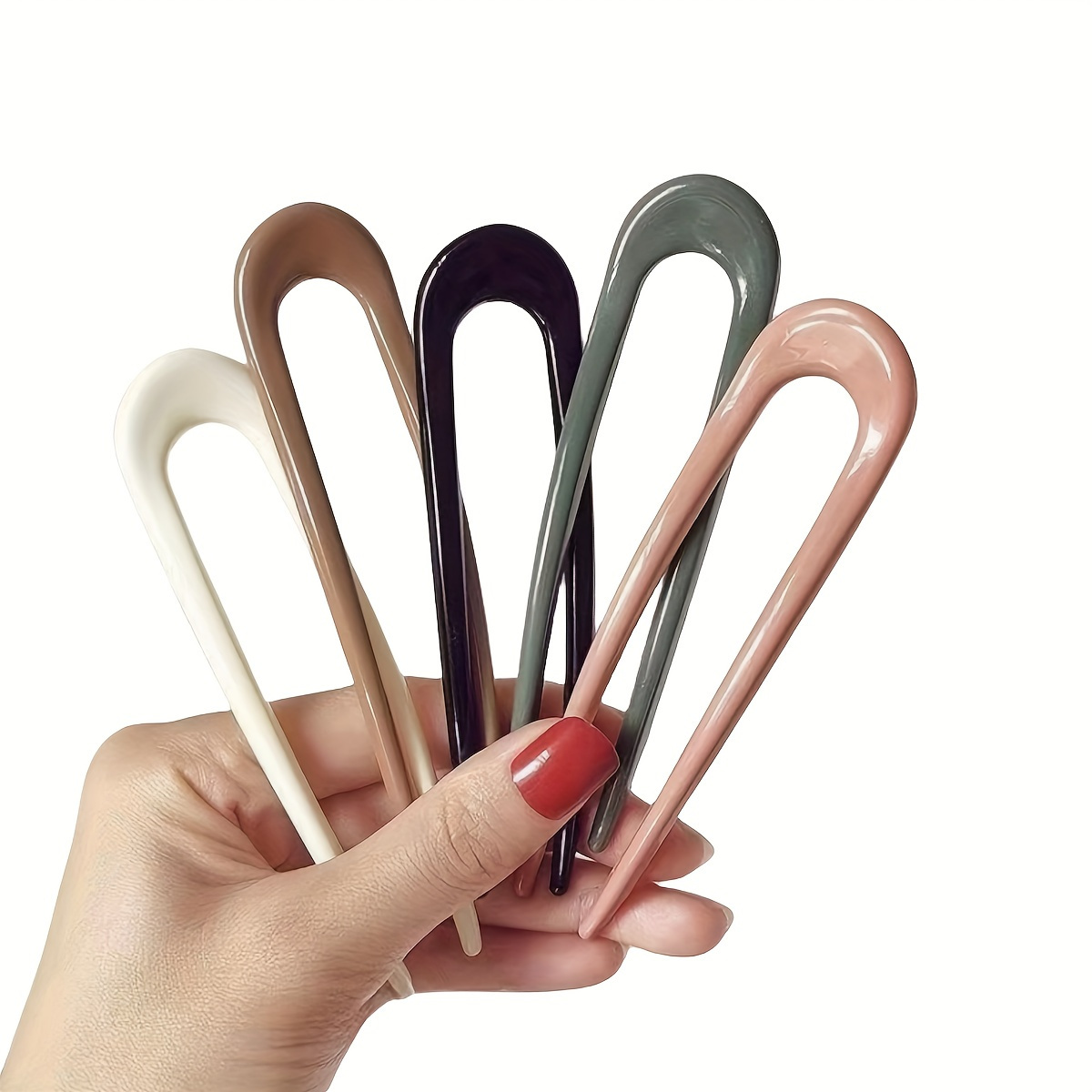 

5pcs/set Solid Color U Shaped Hairpin All Match Hair Fork Stick Minimalist Hair Bun Accessories For Women