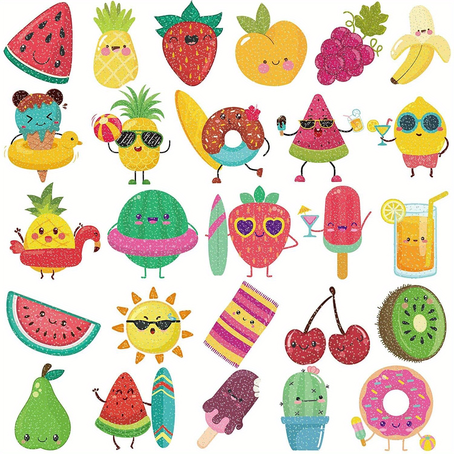 

10sheets Summer Glitter Fruit Temporary Tattoos For Boys And Girls - 110 Glitter Styles, Watermelon Strawberry Pineapple Tattoos Sticker For Birthday Party Decorations For Music Festival