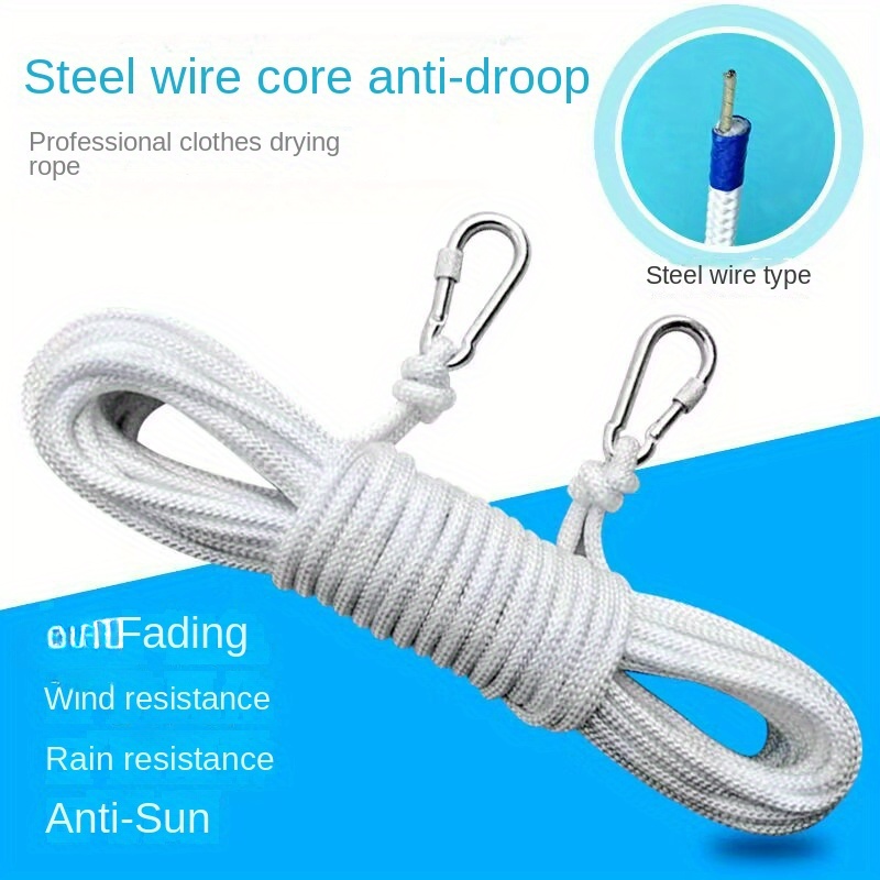 1pc Clothes Drying Rope, 787.4inch 3mm Rope, Drying Clothes, Washing Lines  For Garden, Steel Wire PVC Clothesline, Outdoors Travel Camping Accessories