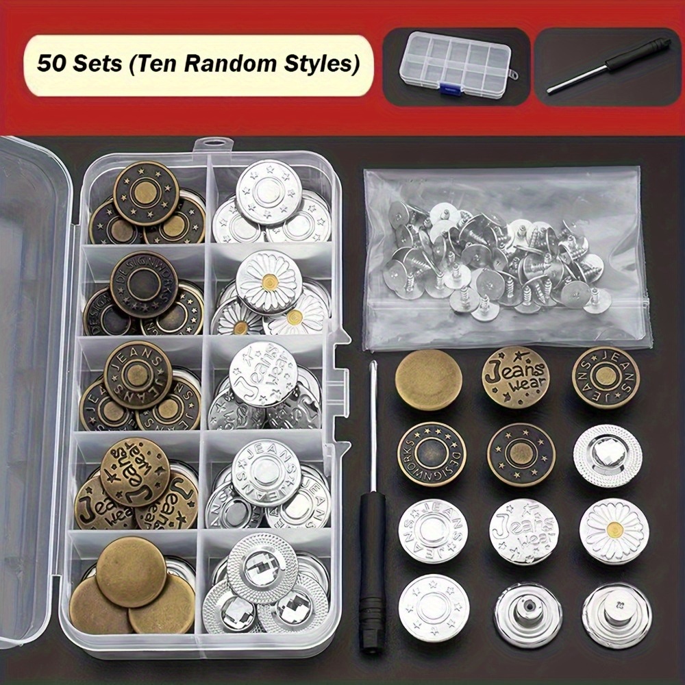 8 Borchie Per Jeans 17mm – Bottoni A Chiodo Ricambio In Gun Metal Per Jeans, Giacche E Vestiti (Design 8) - 3
