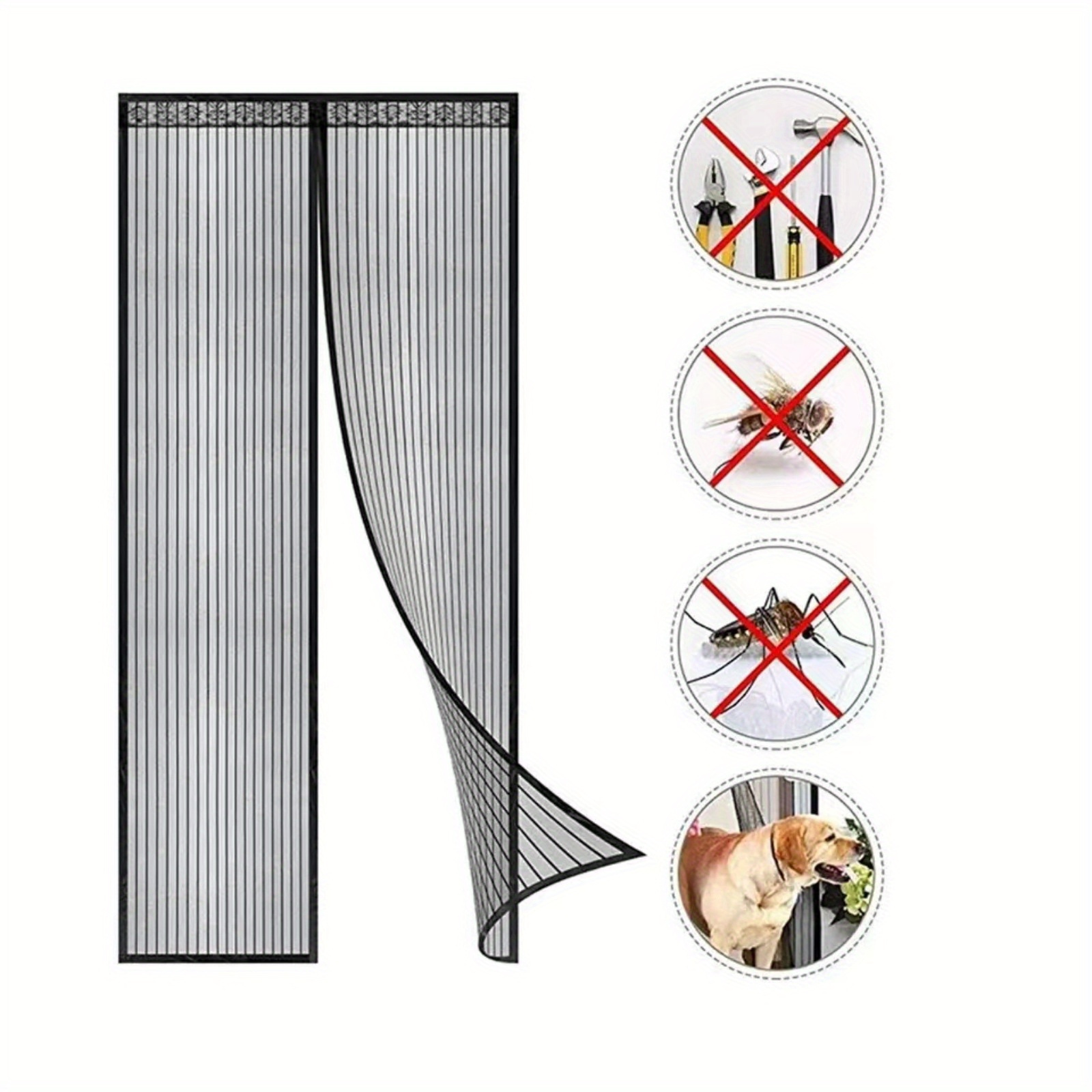 Keep The Bugs Out Heavy Duty Magnetic Screen Door With Pet - Temu