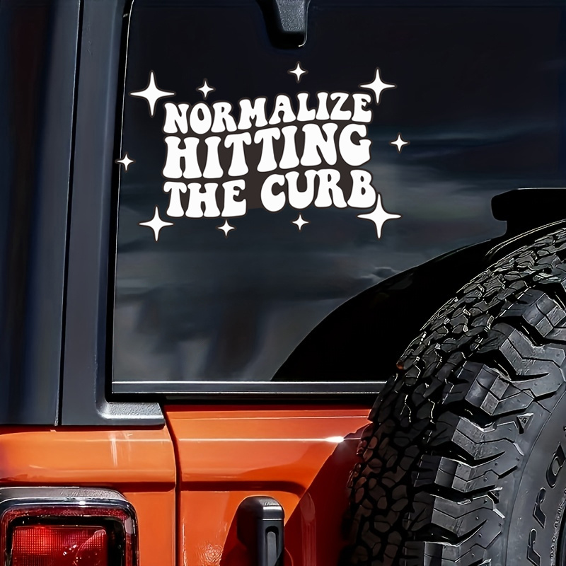 

Normalize Hitting The Curb Retro Vintage Wavy Font - Funny Car Vinyl Decal Bumper Sticker For Car Truck Motorcycle Bumper Sticker Decal