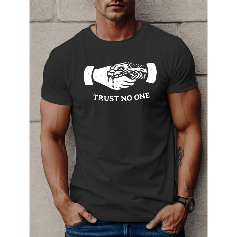 

Trust No 1 Print Tees For Men, Casual Crew Neck Short Sleeve T-shirt, Comfortable Breathable T-shirt