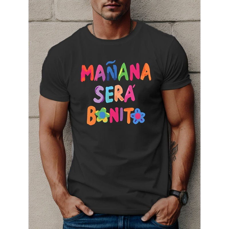 

Colorful Letters Print T Shirt, Tees For Men, Casual Short Sleeve T-shirt For Summer