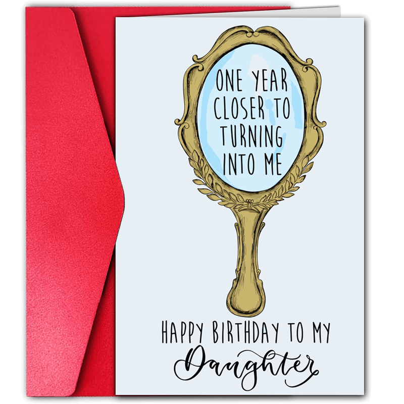 

1pc, Funny Birthday Card, Creative Mirror Pattern Greeting Card, Best Gift For Daughter 1pc Funny Birthday Card, Creative Mirror Pattern Greeting Card, The Best Gift For Your Daughter