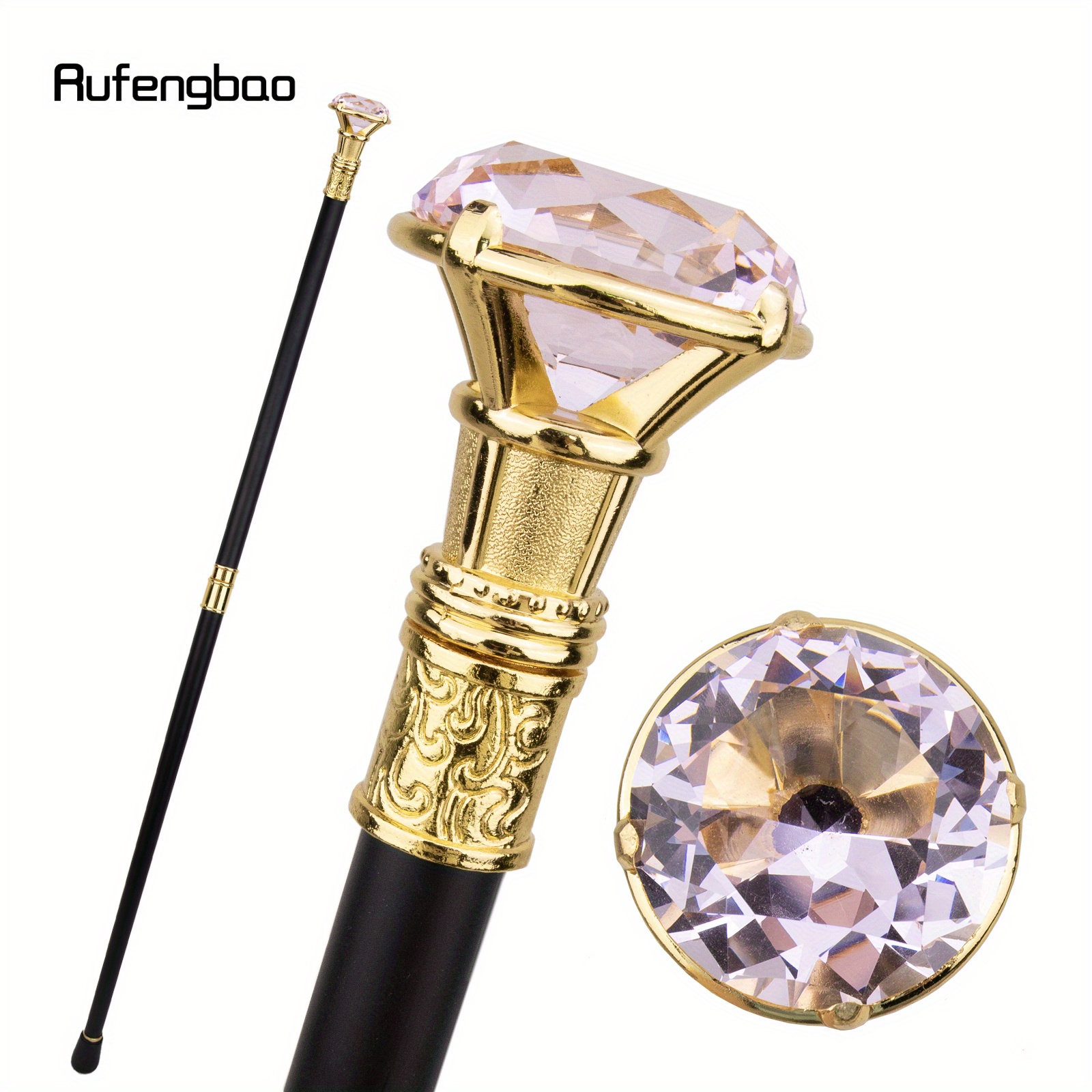 Cheap Blue Diamond Type Golden Walking Cane Fashion Decorative