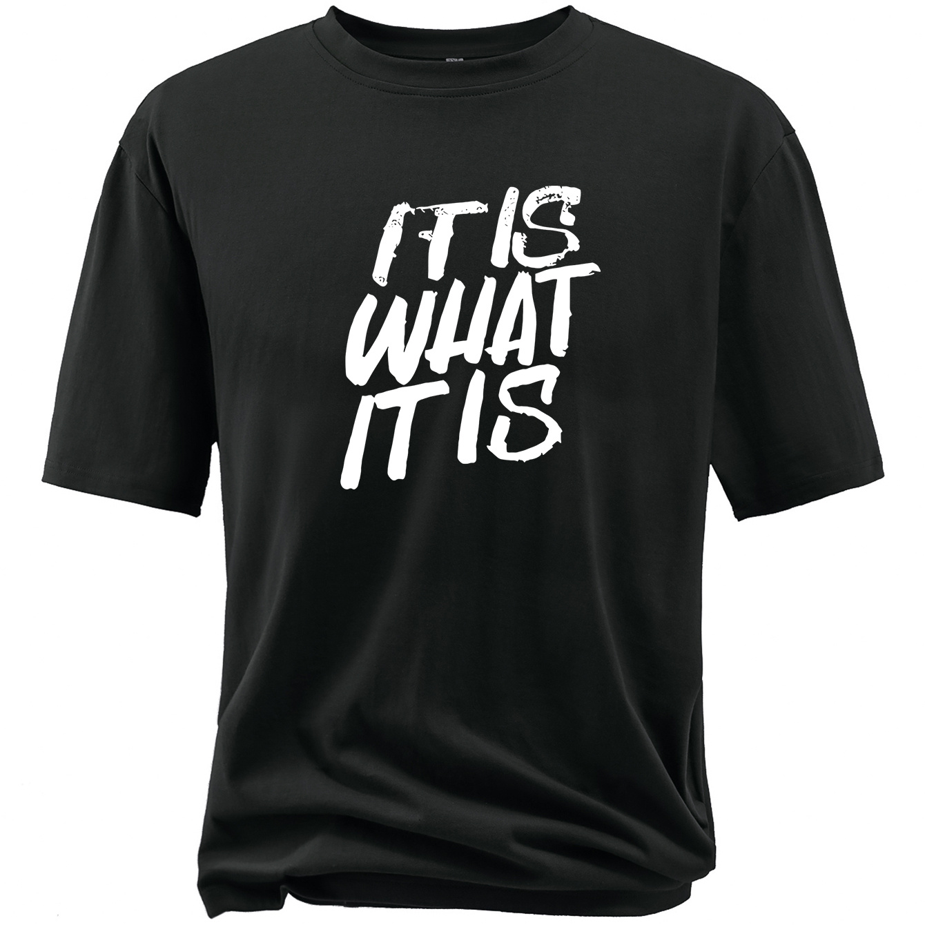 

Plus Size, 'if Is What It Is' Print Casual T-shirt For Men, Breathable Short Sleeve Loose Sports Tee Big & Tall Summer Clothing