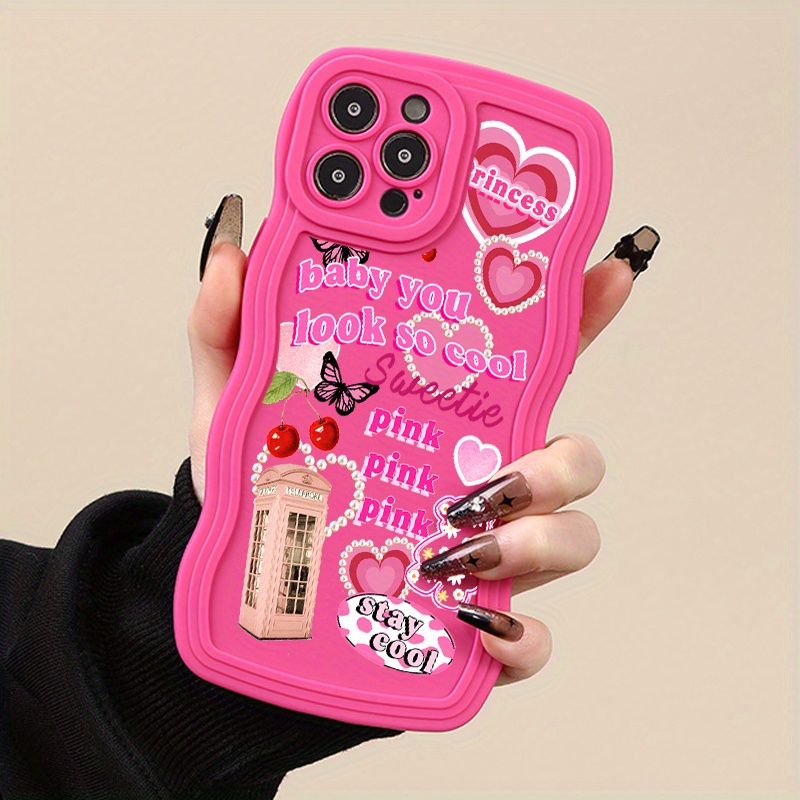 

New Case Silicone Luxury Pink Series Pattern Phone Case For Iphone 15/14/13/12/11/xs/xr/x/8/7/se2/se3/plus/pro Max Shockproof Silicone Soft Case Collision Lens Protective Back Cover