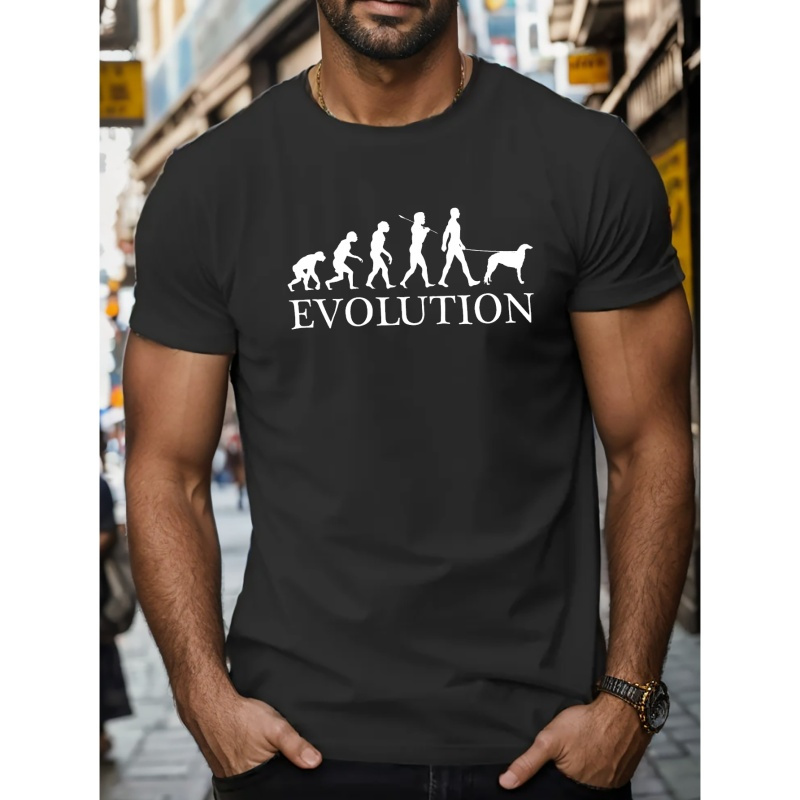 

Evolution Of Dog Walker Print T Shirt, Tees For Men, Casual Short Sleeve T-shirt For Summer