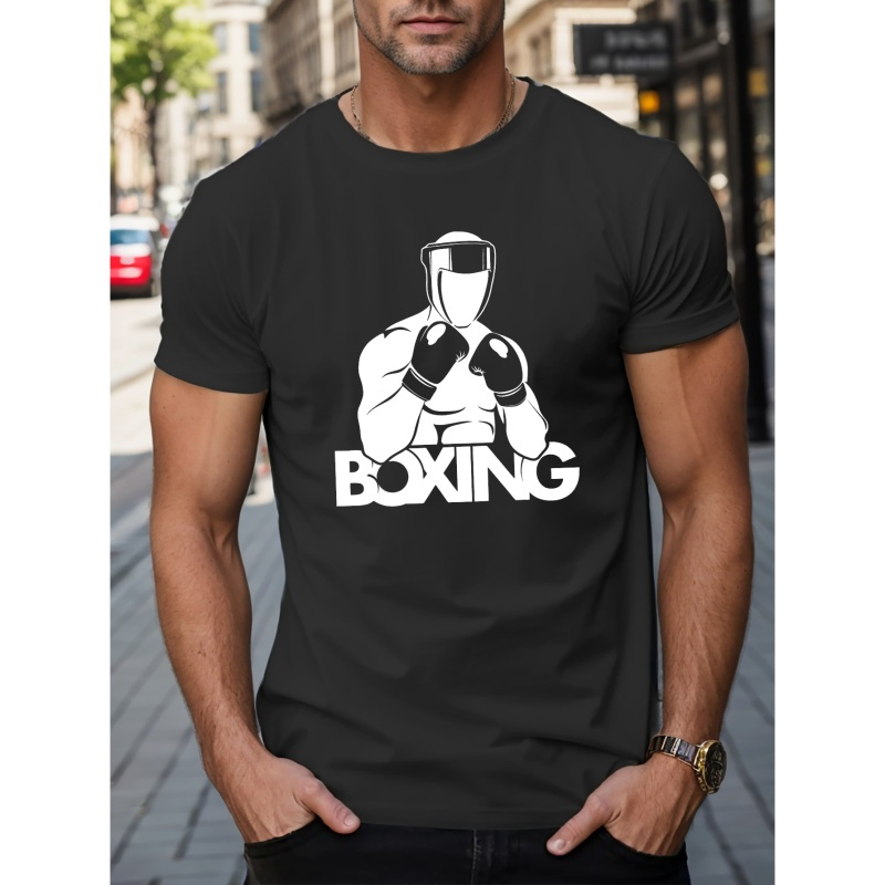 

Boxing Print T Shirt, Tees For Men, Casual Short Sleeve T-shirt For Summer