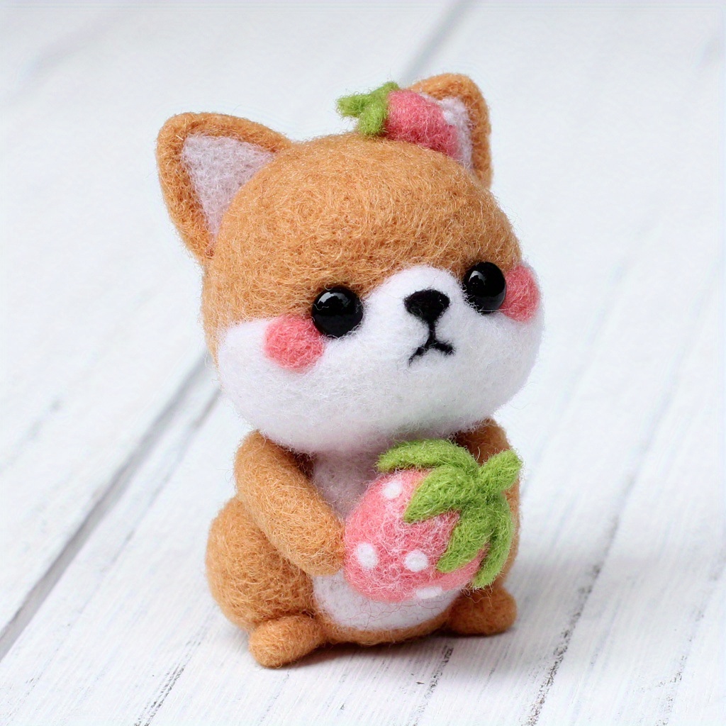 4x Shiba Inu Nadelfilz-Set – DIY Bastelset Für Anfänger Mit Allem Zubehör Zum Filzen