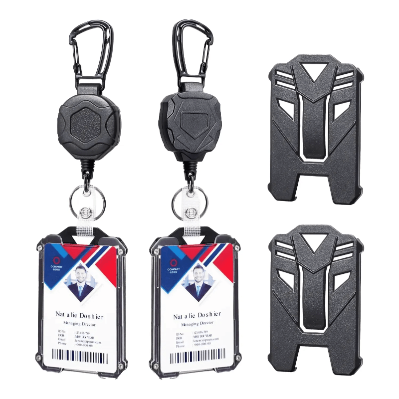 1pc Badge Clip Retractable Clip, Heavy Duty Climbing Button Carabiner, Badge Reel Keychain with ID Card, Vertical Retractable Lanyard,Temu