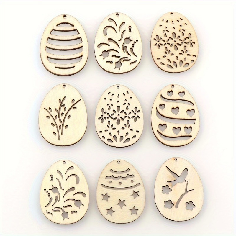 

10pcs Assorted Easter Wooden Eggs For Diy Crafts - Mini Paintable Wood Boards