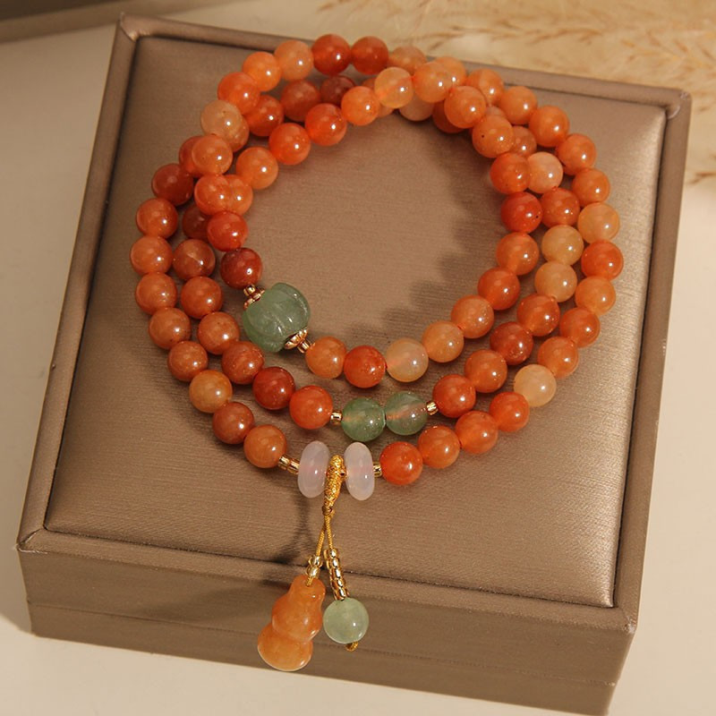 

1pc Elegant Jade + Pumpkin Bead + Gourd Bracelet, Natural Jade, Suitable As A Gift For Boyfriends, Girlfriends, And Best Friends, For Daily Wear