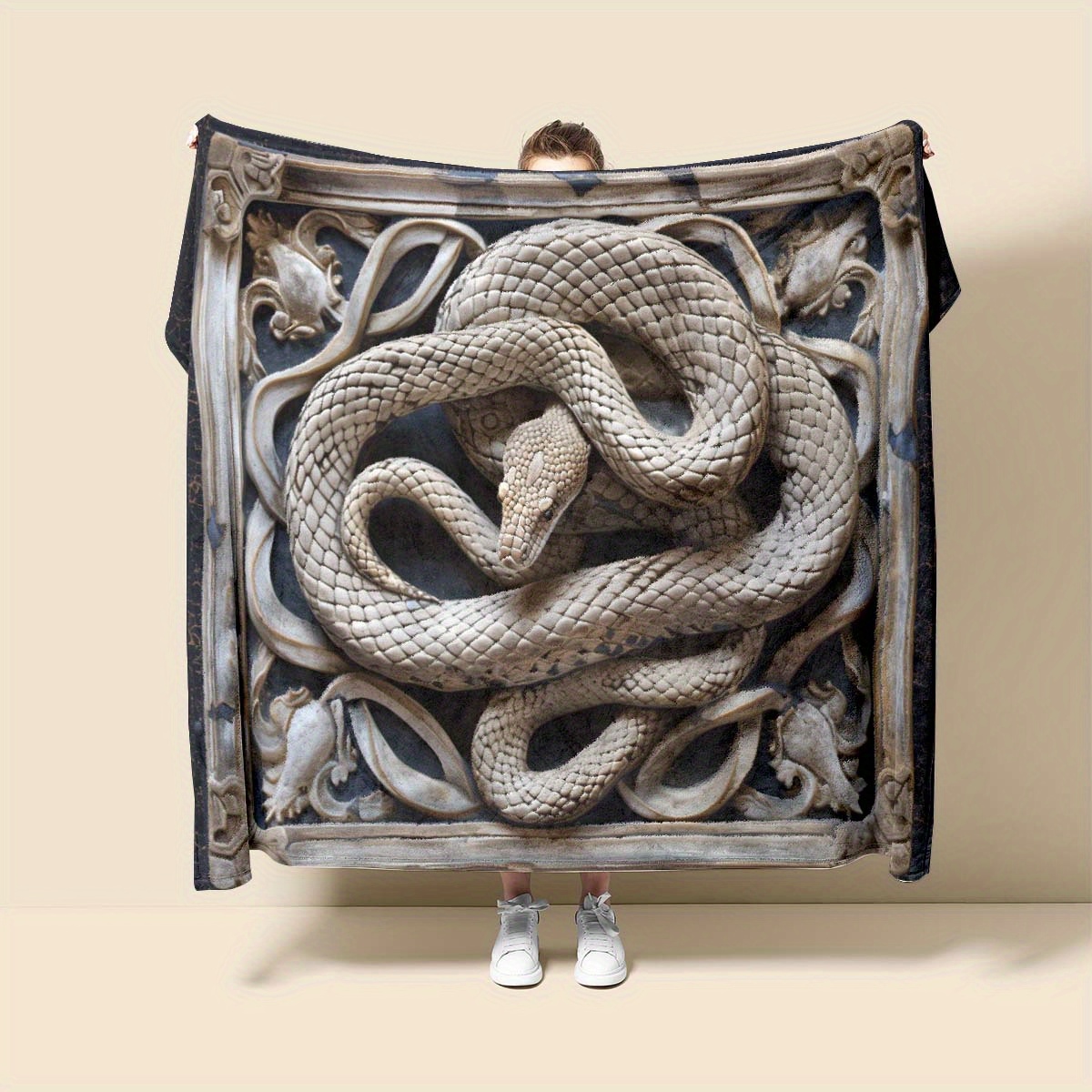 

1pc Snake Art Pattern Soft Nap Blanket Office Chair Flannel Blanket For All Seasons