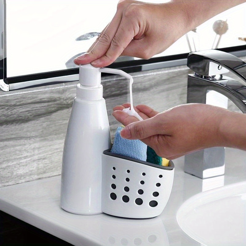 Image of Versatile Storage Solution: Combination Adapter And Organizer For Liquid Detergent, Sponge Drainage Plate, And Soap Holder, Ideal For Retail Stores