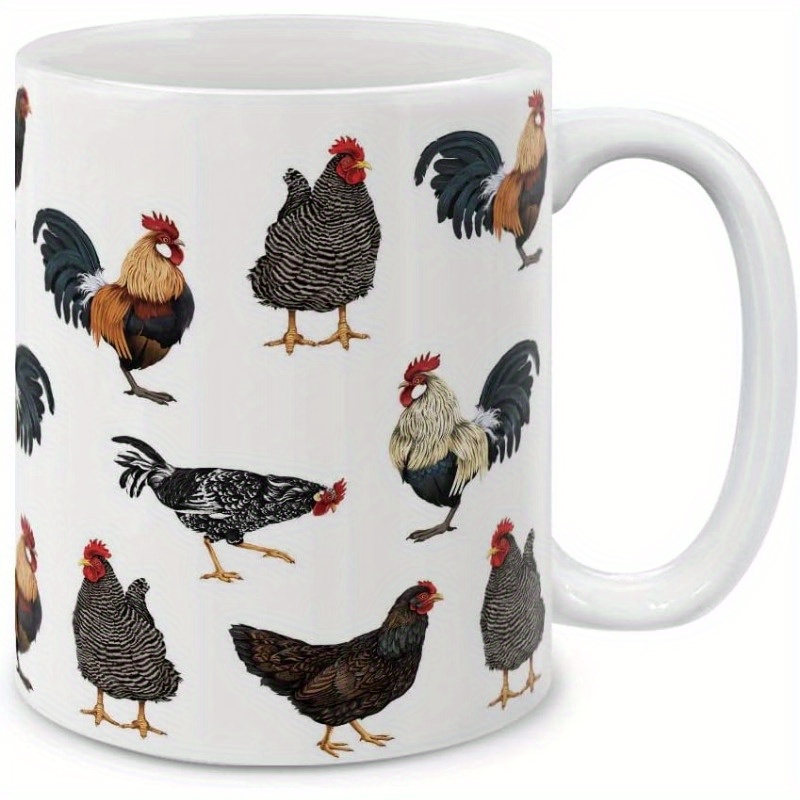 

1pc, 11oz Ceramic Chicken Pattern Mug - Funny Party Mug For Friends And Family