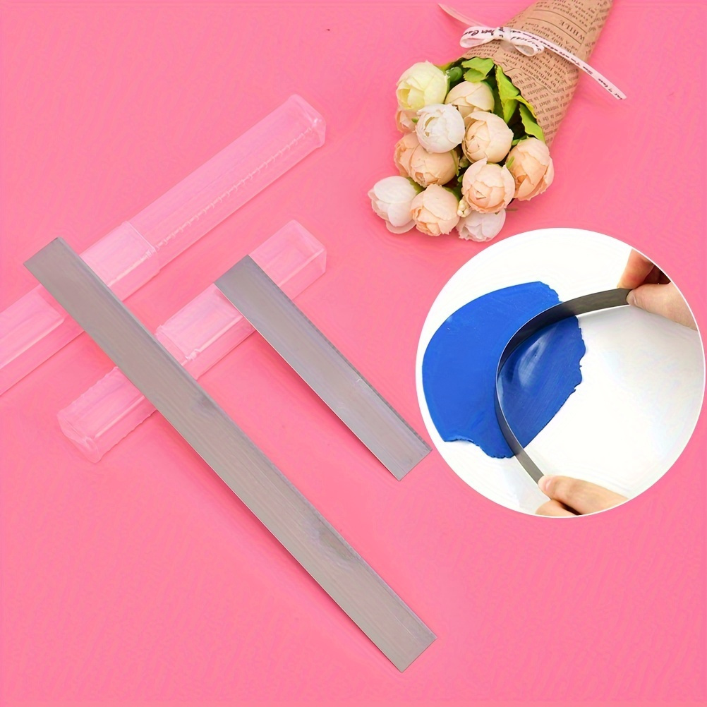 

2pcs 4"/8" Stainless Steel Cutters Blades Polymer Pottery Clay Cutting Tools Set