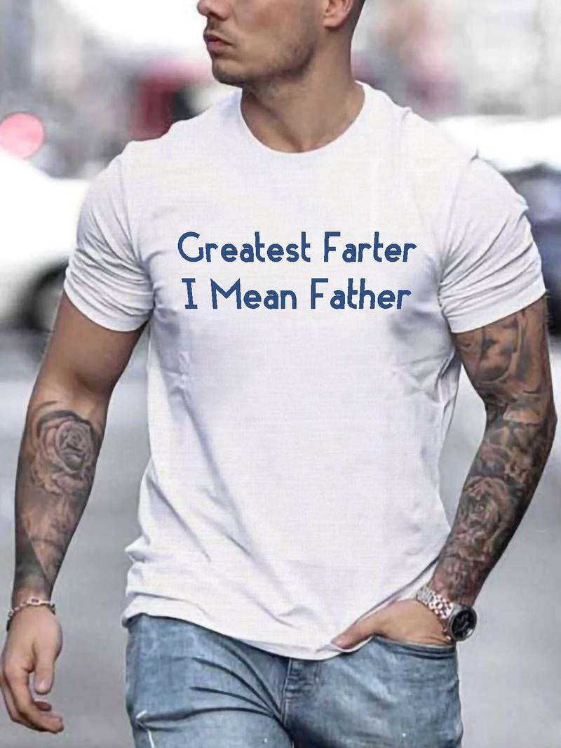 Funny Dad T-Shirt – 'Worlds Best Farter I Mean Father' – Mens Casual Crewneck, 100% Cotton