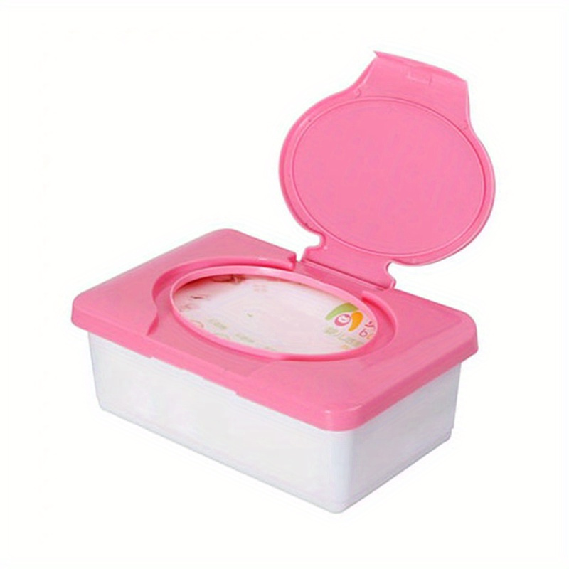 TEMU 1pc Wet Tissue Storage Box, Wipes Dispenser Case, Baby Wipes Storage Case With Lid, Plastic Wipes Holder For Bathroom Living Room Bedroom Vanity