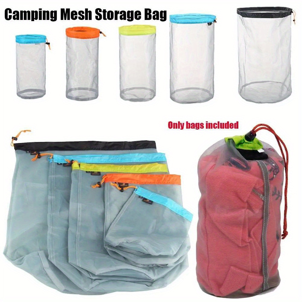 

1pc Ultralight Mesh Stuff Sack Camping Sports Drawstring Storage Bag, Hiking Tools Climbing Drawstring Bags