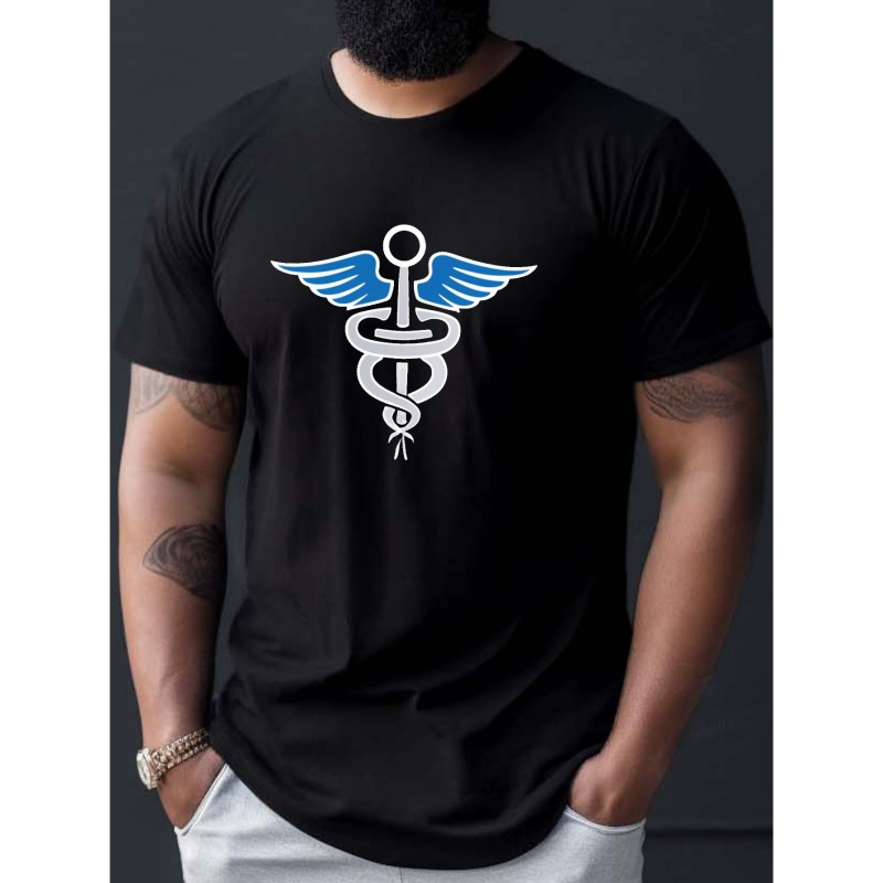 

Medical Logo Print T Shirt, Tees For Men, Casual Short Sleeve T-shirt For Summer