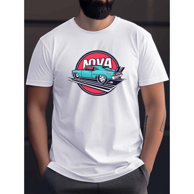 

Sports Car Print T Shirt, Tees For Men, Casual Short Sleeve T-shirt For Summer