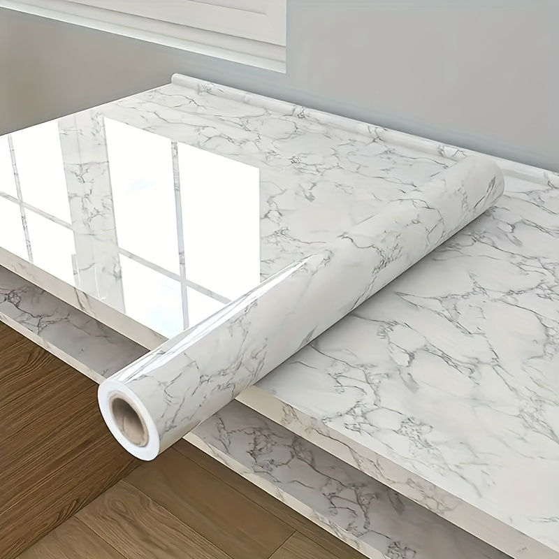 

1pc Long-lasting Beauty Dark White Marble Wallpaper, Peel And Stick, Easy-removal, Waterproof, Durable Plastic Covering For Kitchen Countertop And Bathroom Styling